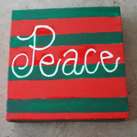 Peace Holliday Painting, 6"x6"x1.5" - Picture 1 of 4